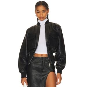 GRLFRND Cropped Leather Bomber NEW XS